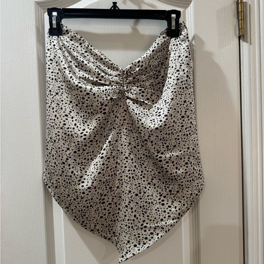 Black and White Polka Dot wrap-around top